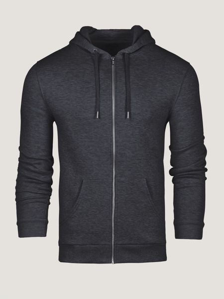 Charcoal Zip-Up Hoodie Ghost Mannequin | Fresh Clean Threads